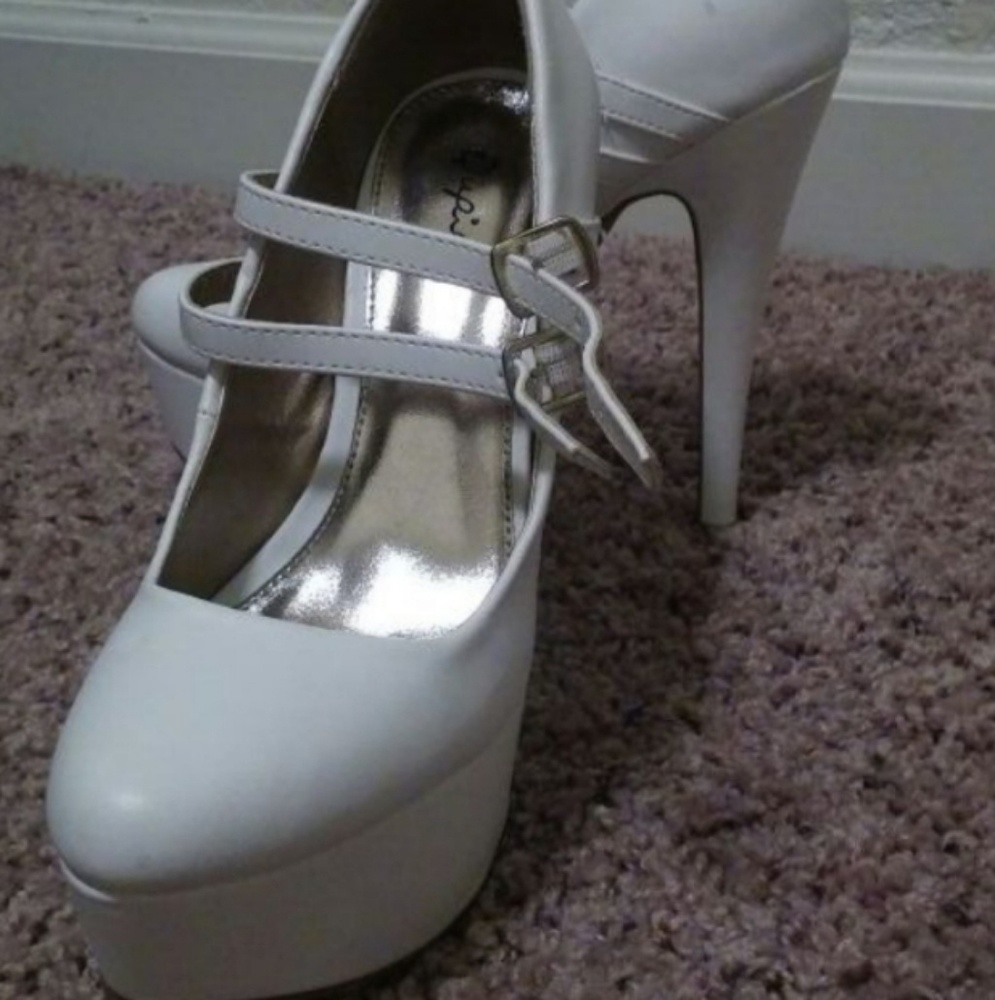 White Qupid platform heels with straps